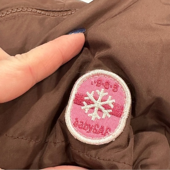 Gap babyGAP Brown Pink Down Filled Bunting Winter Hooded Snowsuit - Picture 10 of 11